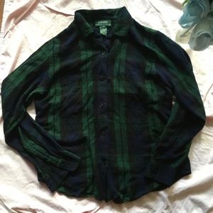 Ralph Lauren Dark Green Scale Flannel Small